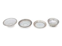 Four Silver Mounted Glass Dishes