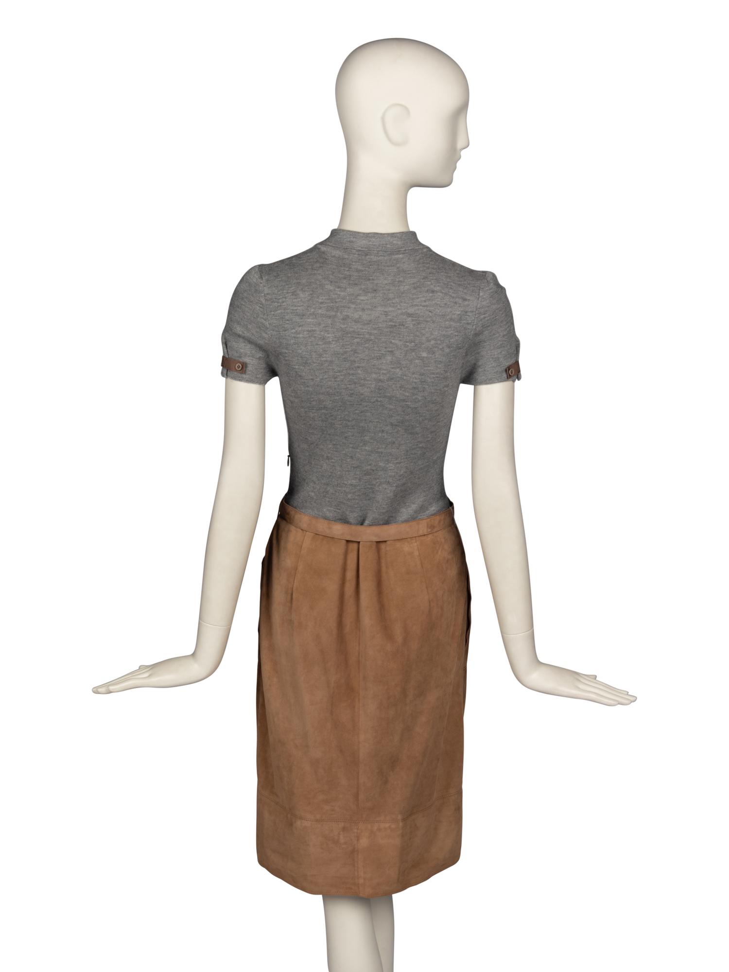 Brunello Cucinelli Knit and Suede Dress