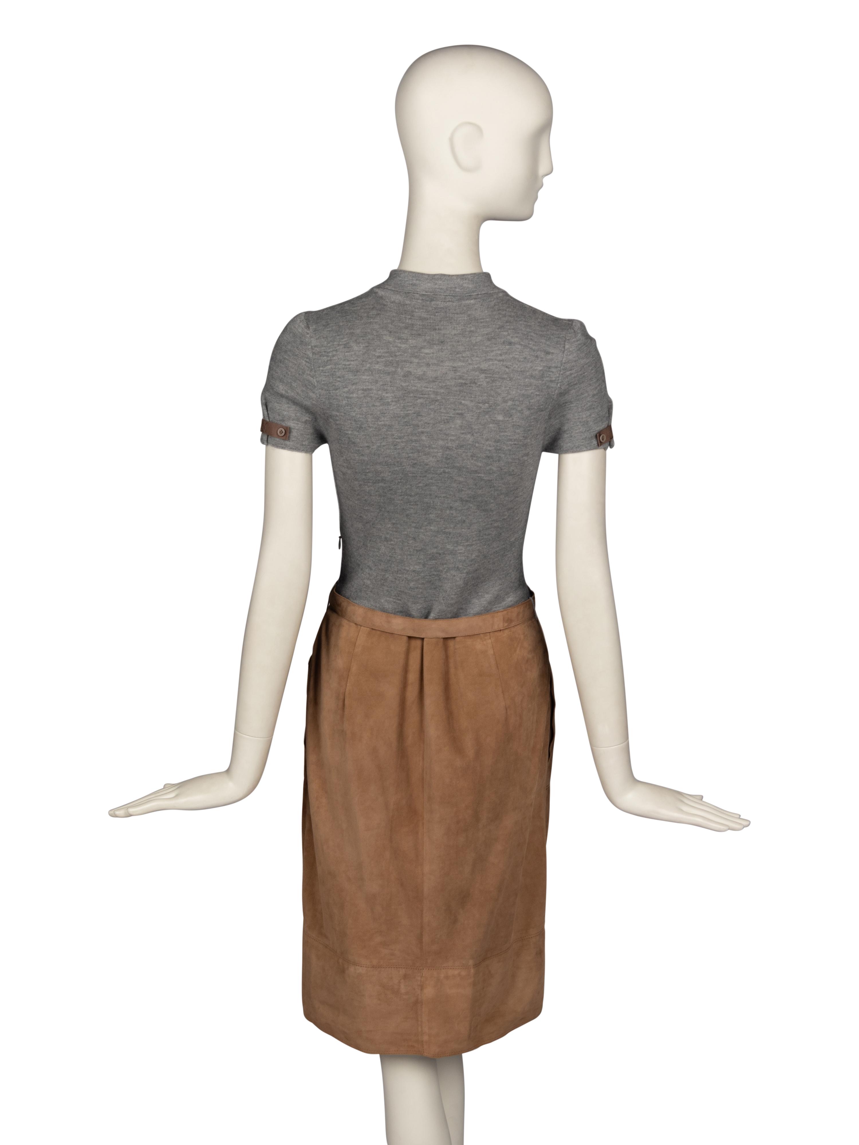 Brunello Cucinelli Knit and Suede Dress