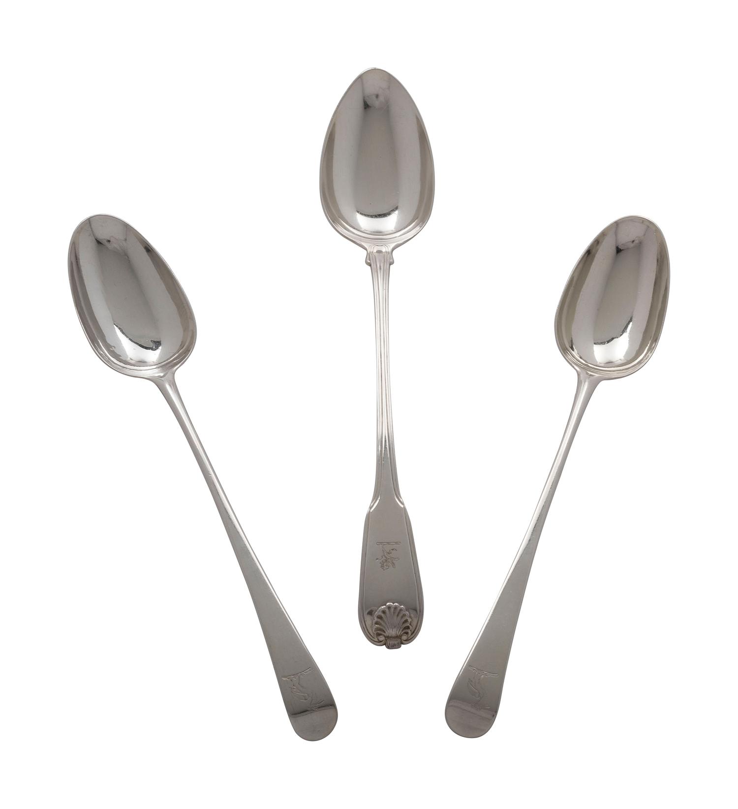 Three Georgian Silver Serving Spoons