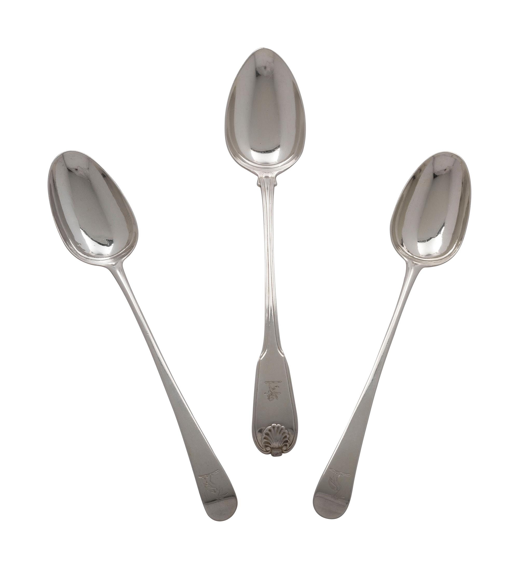 Three Georgian Silver Serving Spoons