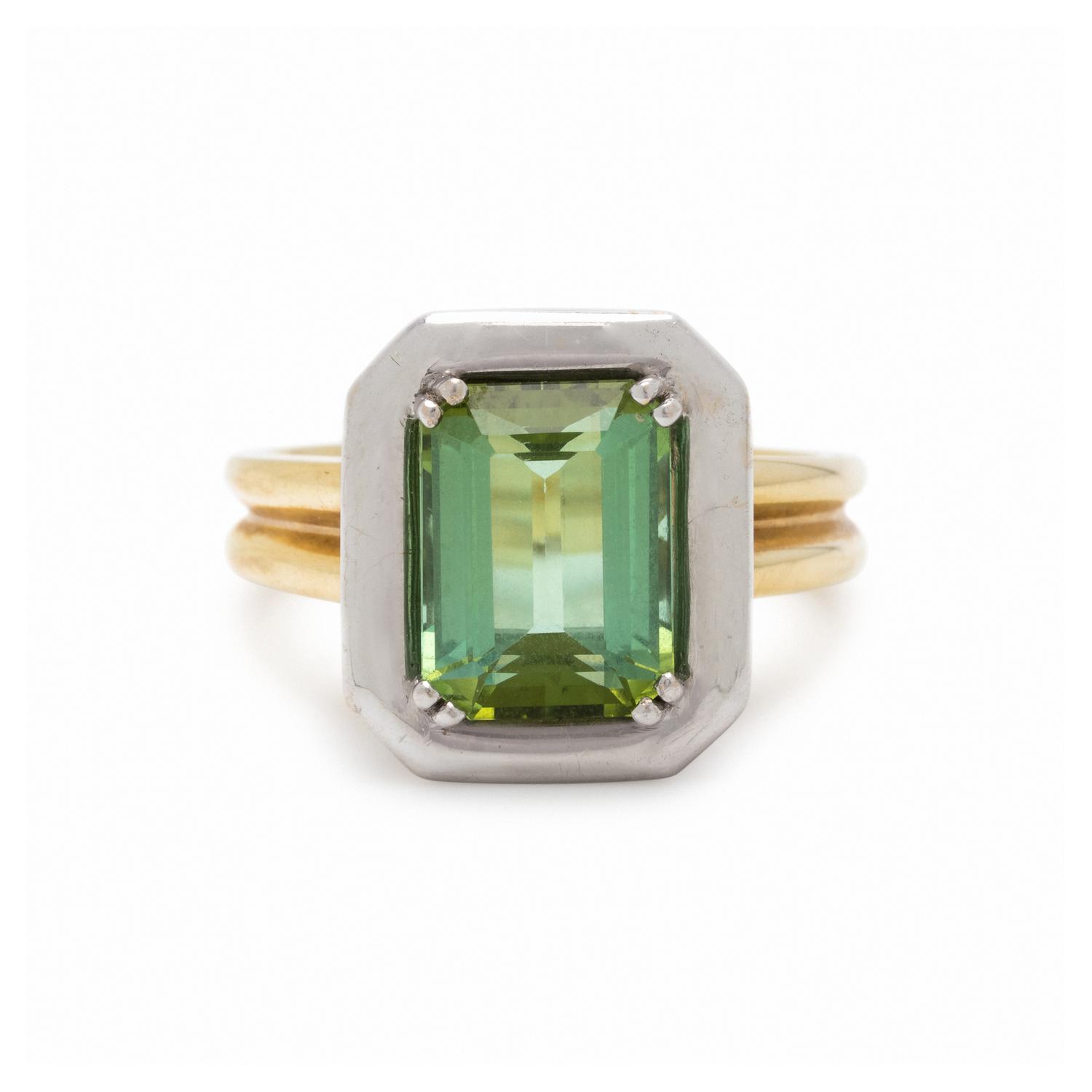 BICOLOR GOLD AND GREEN TOURMALINE RING