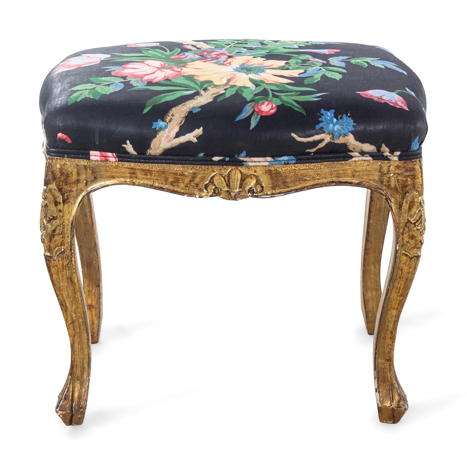A Pair of Louis XV Style Giltwood Tabourets
