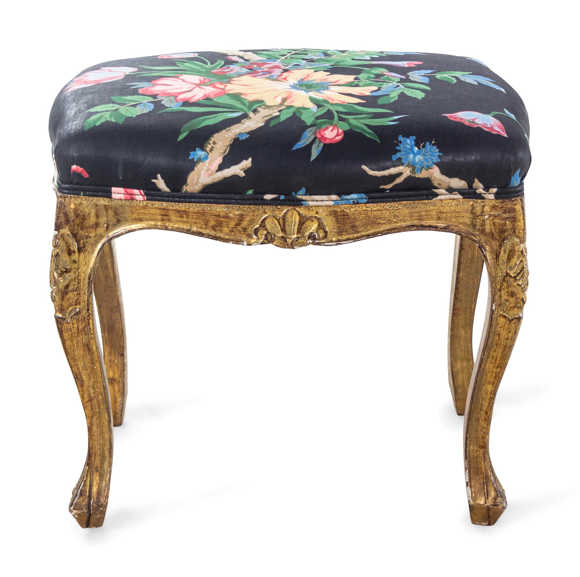 A Pair of Louis XV Style Giltwood Tabourets