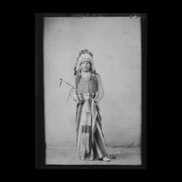 [Western Americana]. A group of 17 magic lantern slides and glass negatives, including towns, Native American subjects, and other personalities.