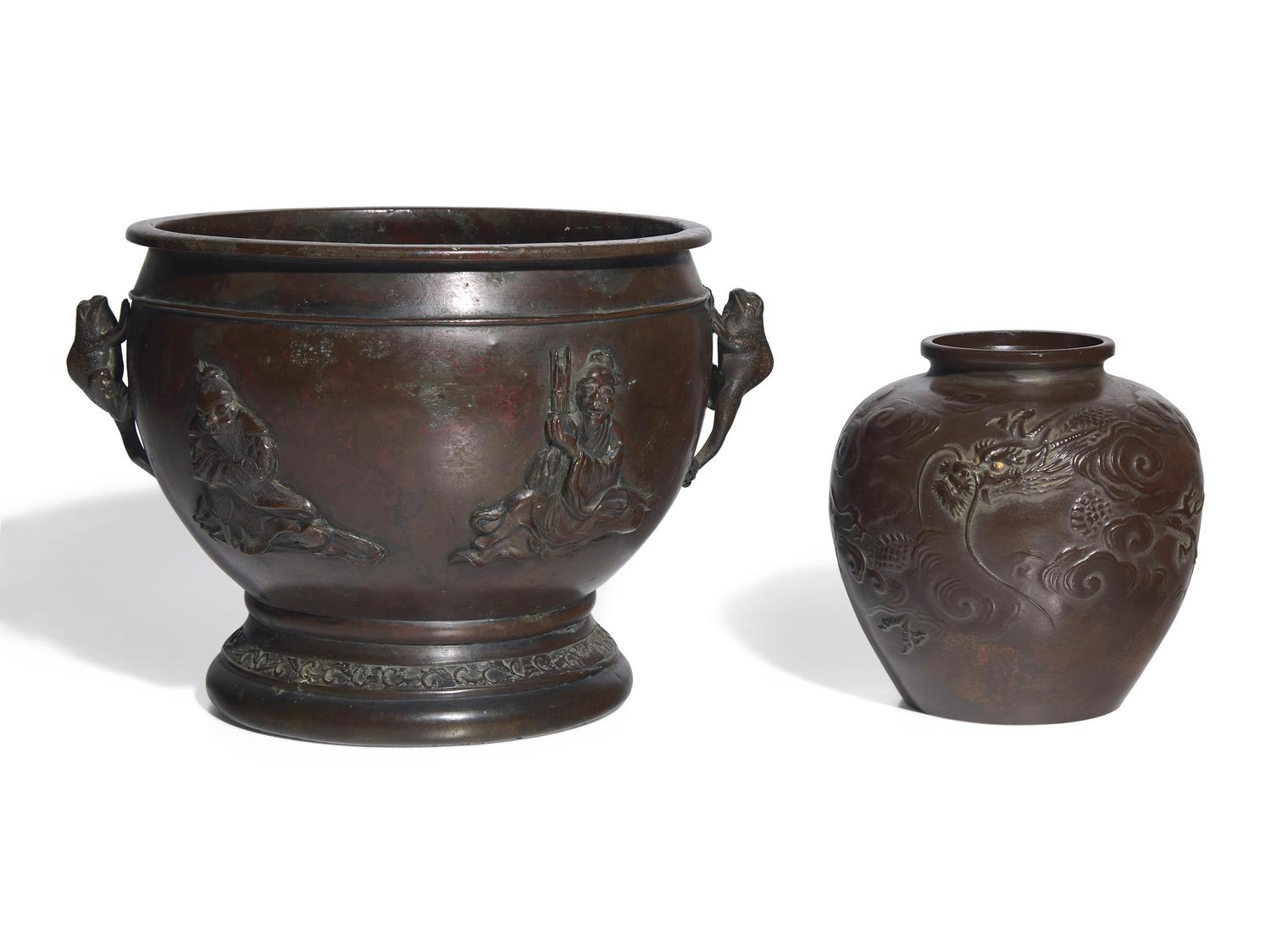 Two Japanese Bronze Vases
