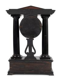 A German Ebonized Cherrywood and Gilt Bronze Mounted Architectural Mantel Clock