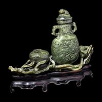 A Set of Chinese Spinach Jade Scholar's Set