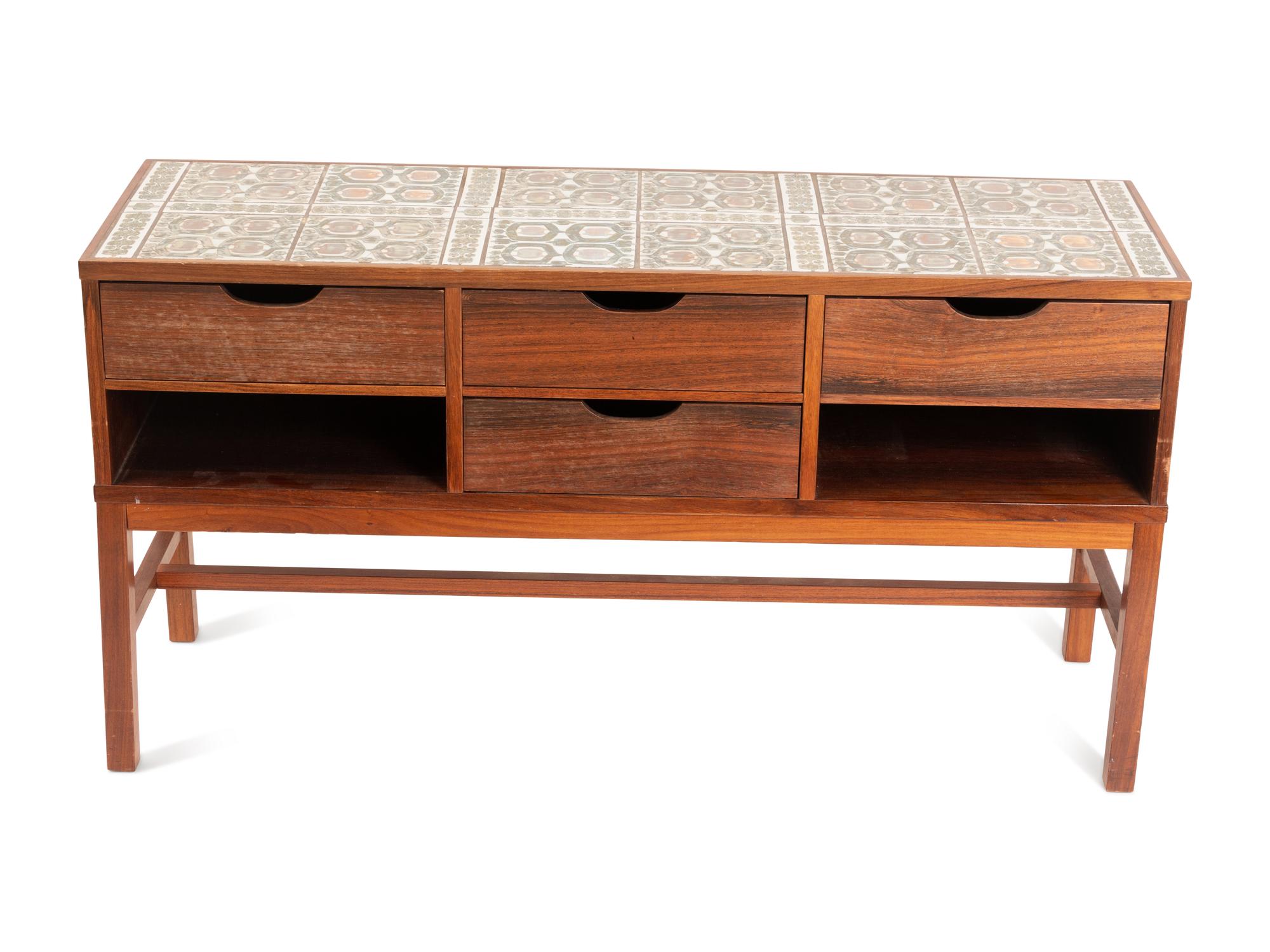 A Danish Tile Inset Teak Cabinet by Haslev Mobelsnedkeri