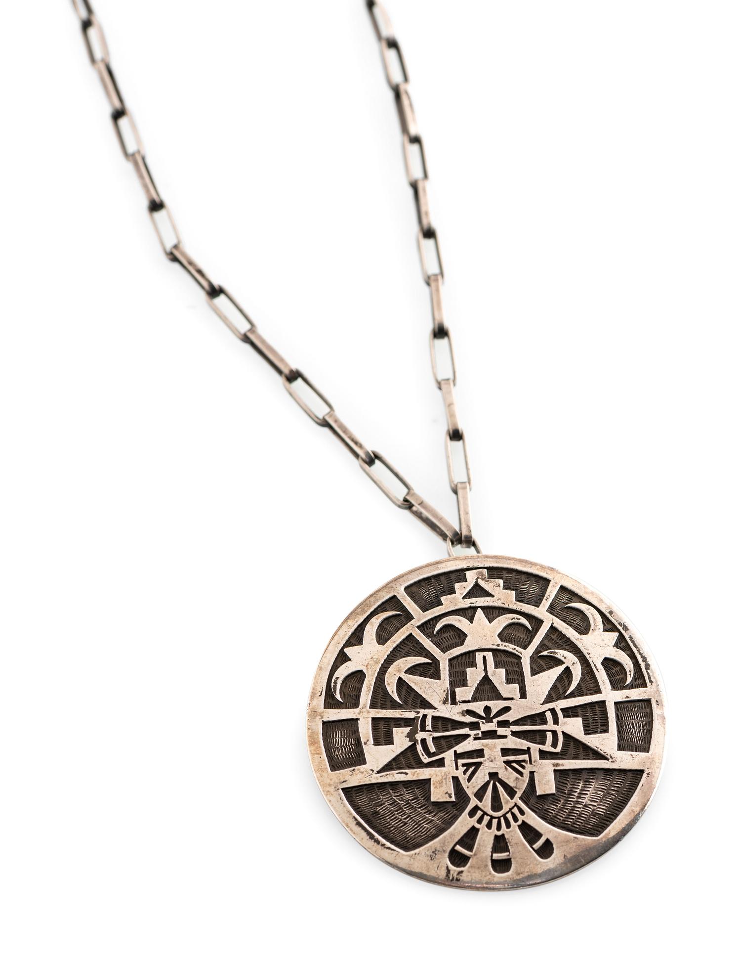 Silver Overlay Shalako Pendant, with Silver Chain