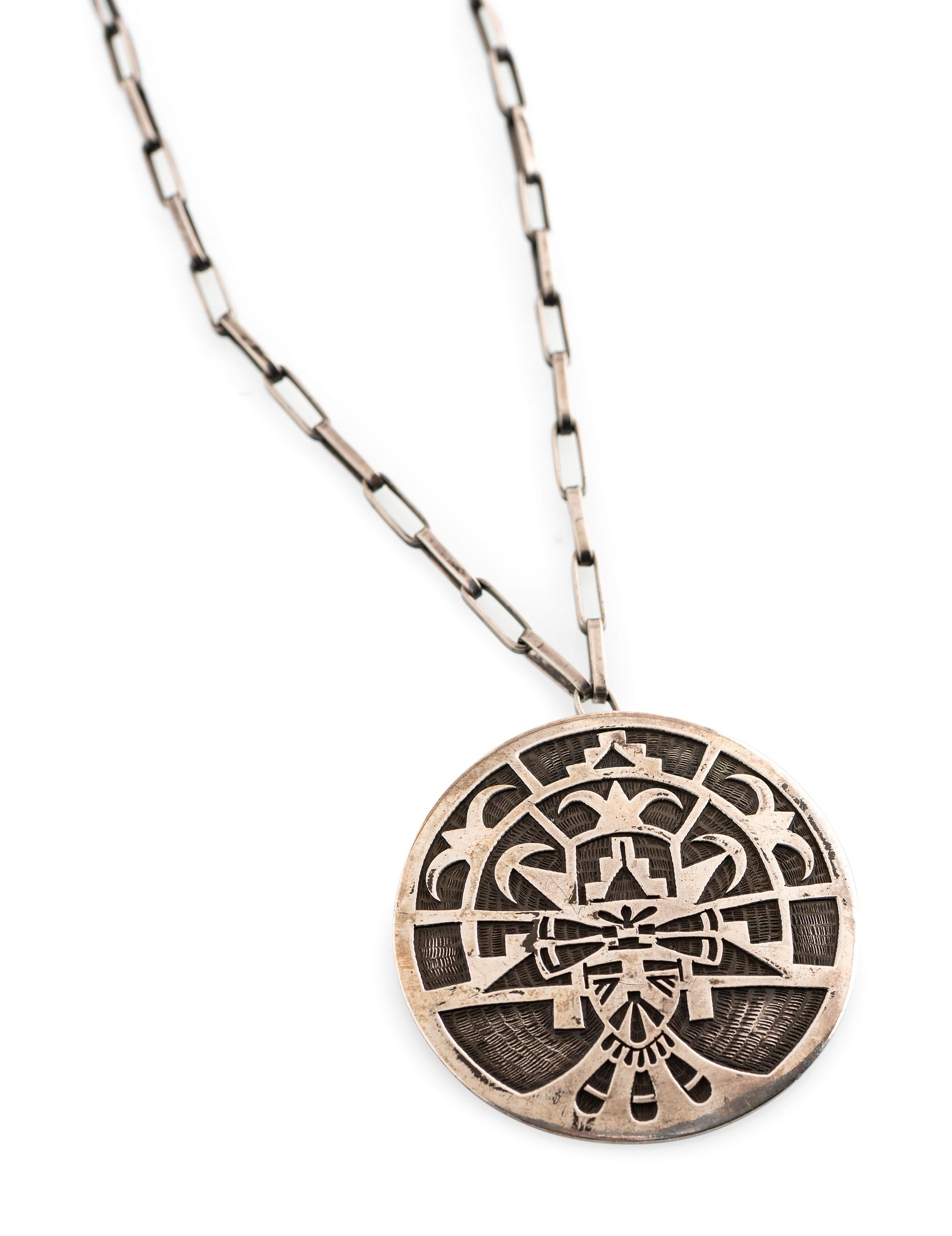 Silver Overlay Shalako Pendant, with Silver Chain