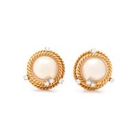 TIFFANY & CO., SCHLUMBERGER, MABE PEARL AND DIAMOND EARCLIPS