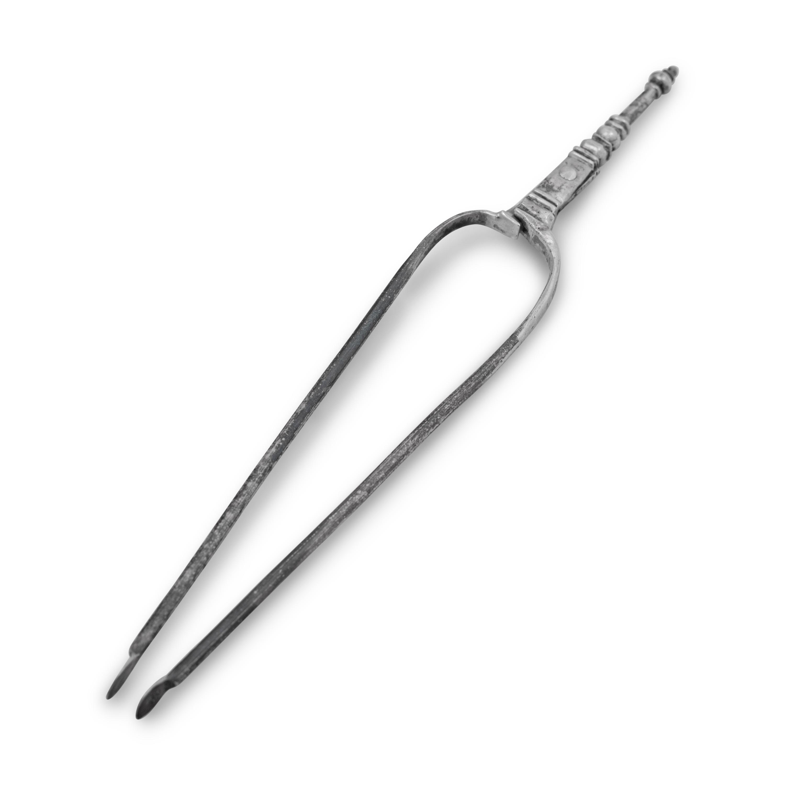 A Queen Anne Silver Miniature Fireplace Tongs