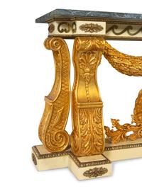 A Pair of Neoclassical Style Giltwood Marble-Top Console Tables