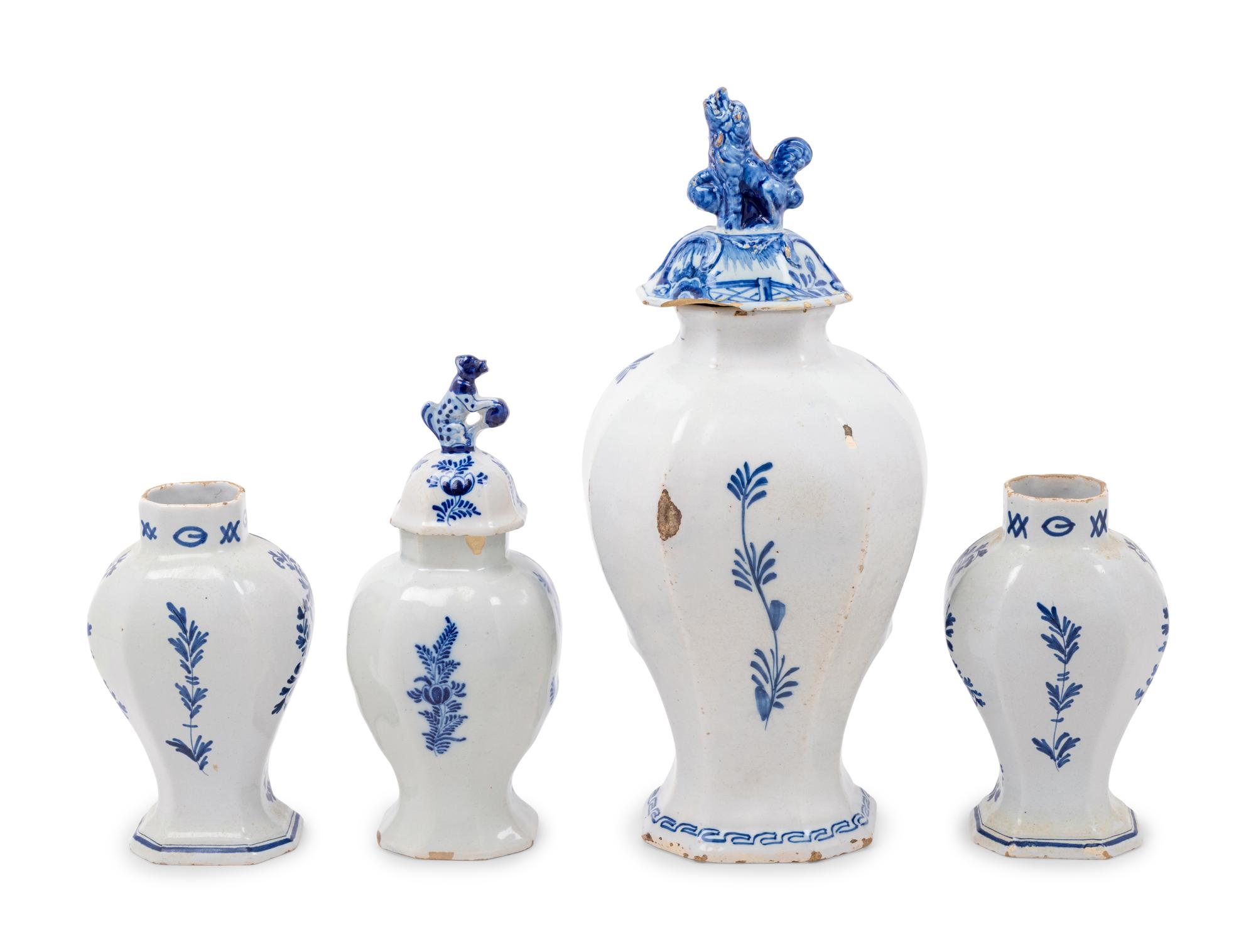 Four Delft Ceramic Vases