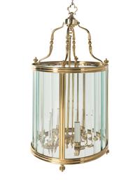 A Pair of Brass and Glass Hall Lanterns