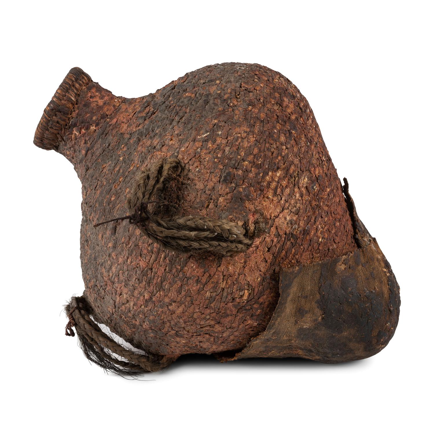 Paiute Pitch Covered Canteen, with Braided Horsehair Handles