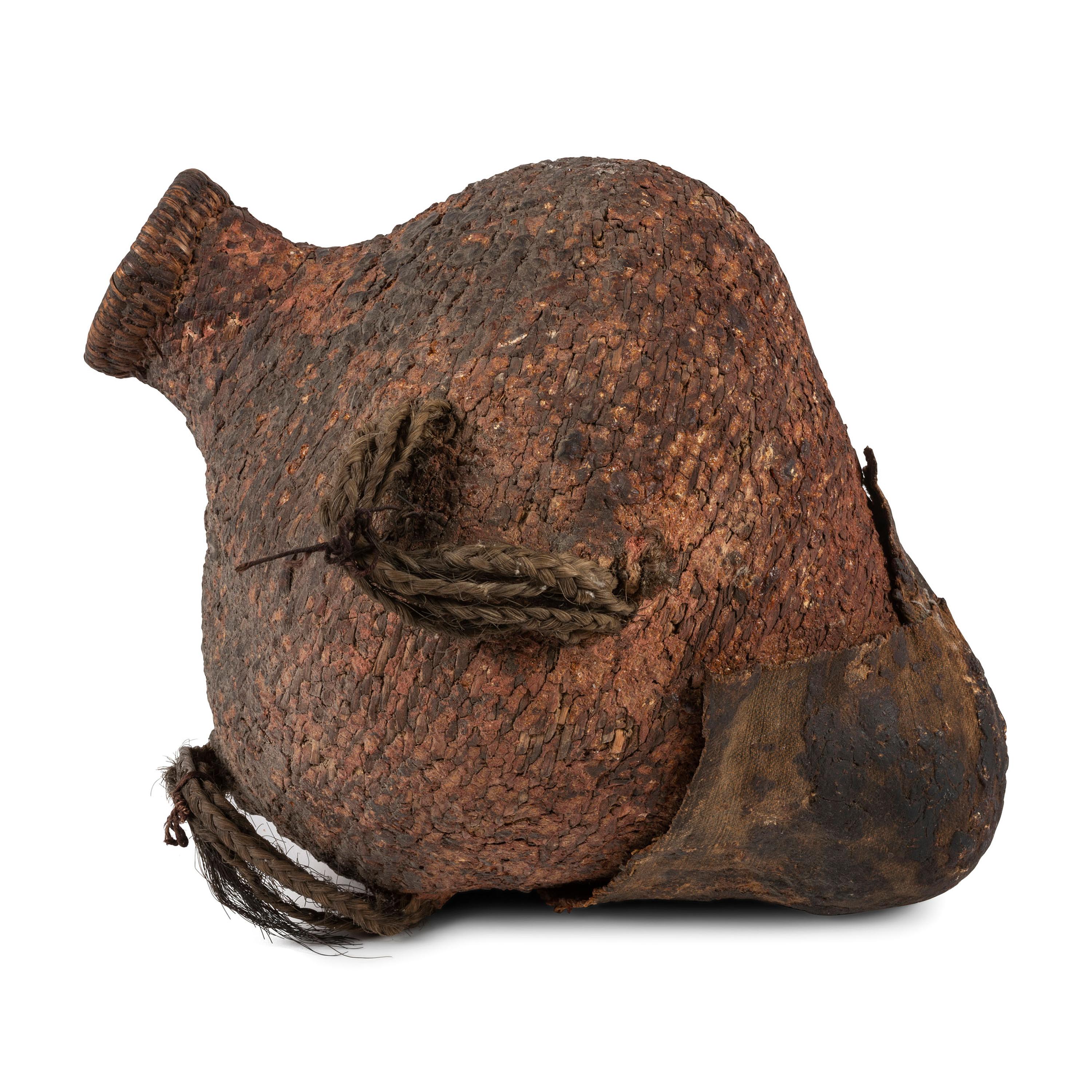 Paiute Pitch Covered Canteen, with Braided Horsehair Handles