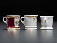 Three Cyclist's Porcelain Shaving Mugs