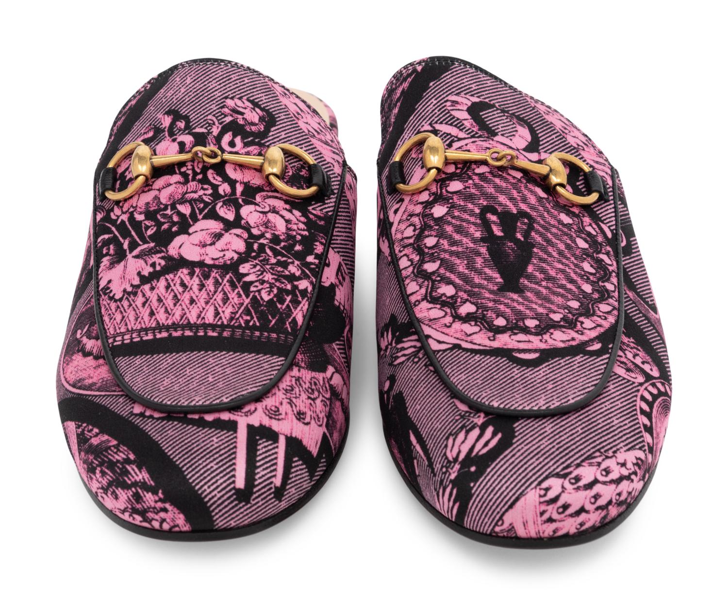 Gucci Pink Printed Mules
