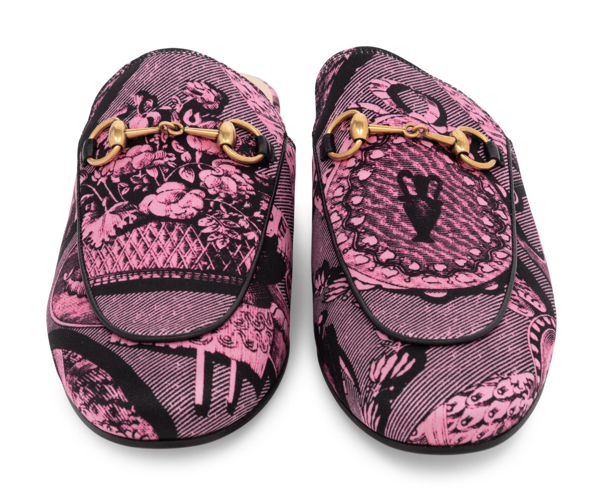 Gucci Pink Printed Mules