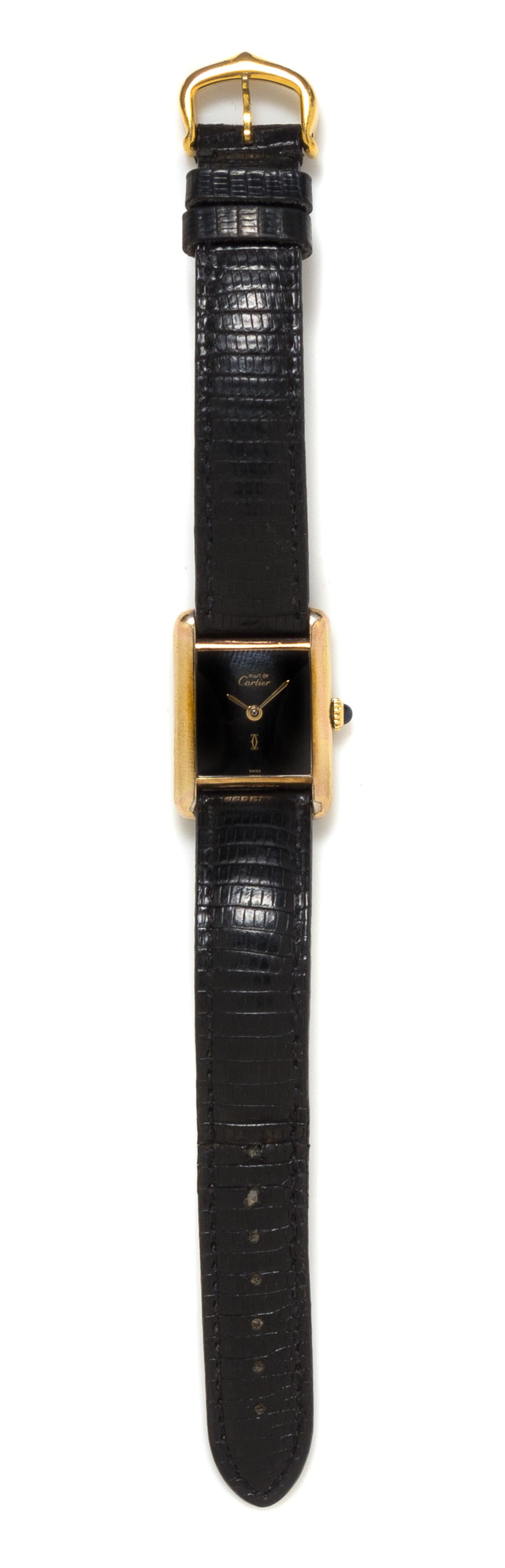 A Gilt Silver "Tank" Wristwatch, must de Cartier, 14.70 dwts.