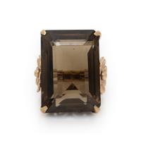 SMOKY QUARTZ AND YELLOW GOLD RING