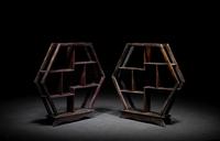 A Small Pair of Chinese Hardwood Displaying Shelves