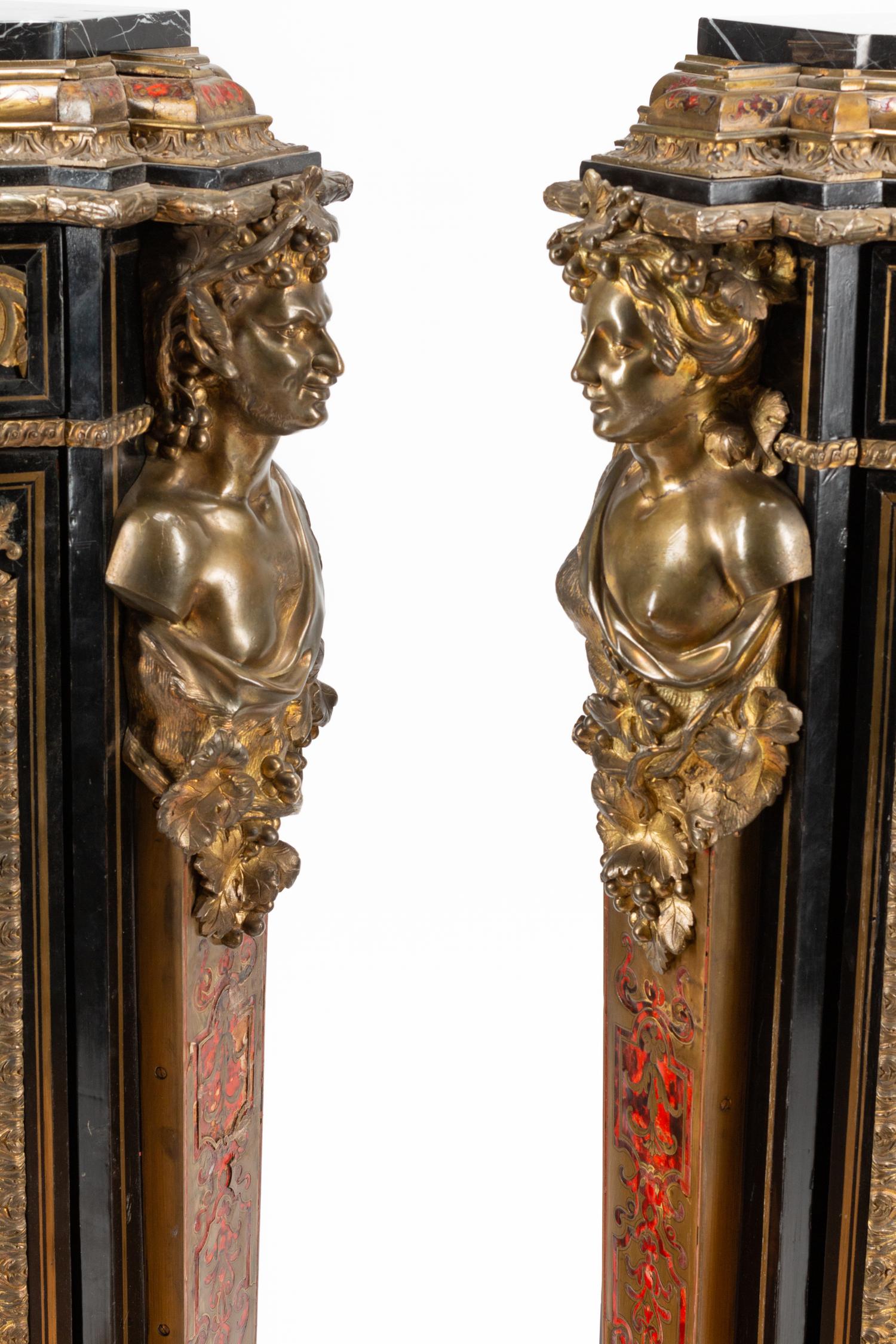 A Pair of Napoleon III Gilt Bronze Mounted Boulle Marquetry Encoignures
