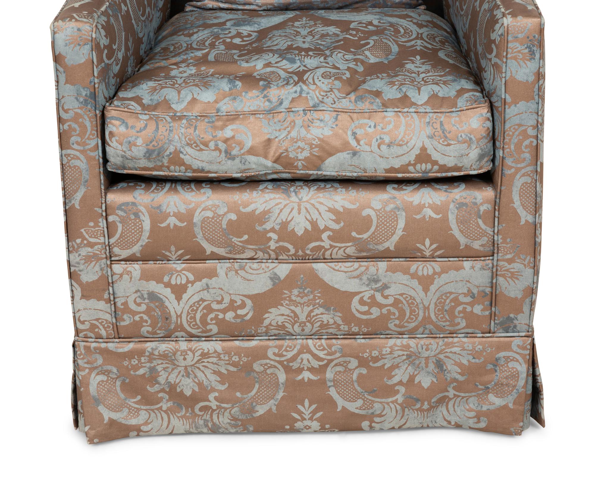A Contemporary Porter's Chair with Fortuny Cotton Upholstery