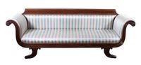A Duncan Phyfe Style Sofa Height 36 x width 99 x depth 26 inches.