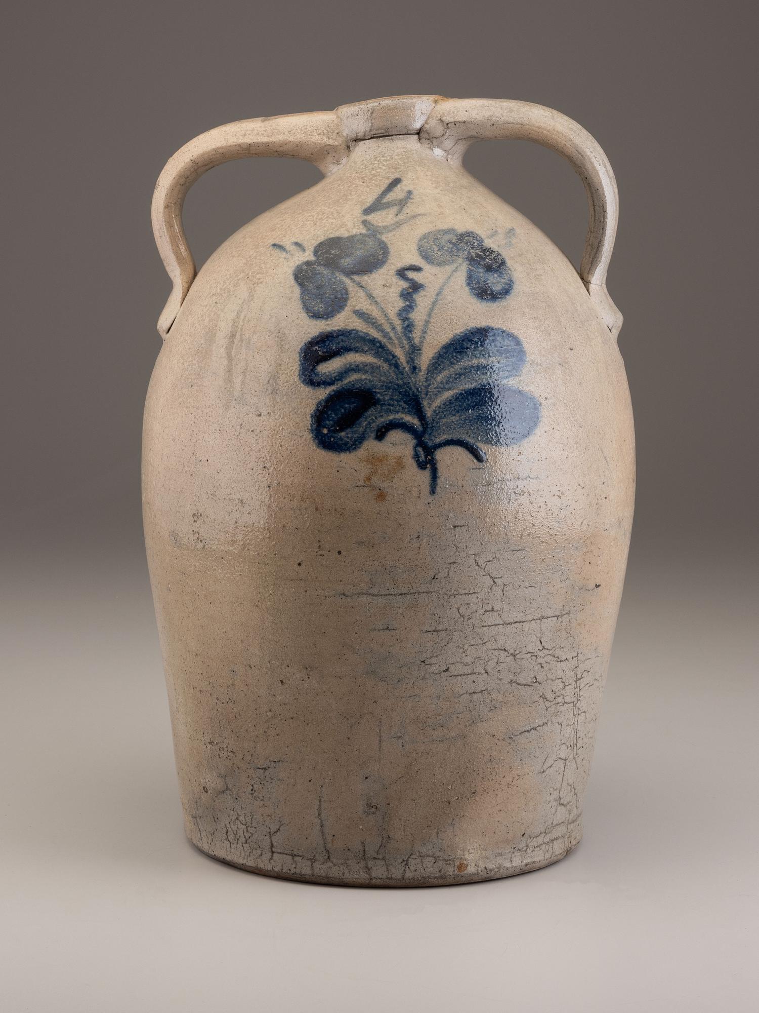 A Cobalt Decorated Stoneware Four-Gallon Twin-Handled Jug