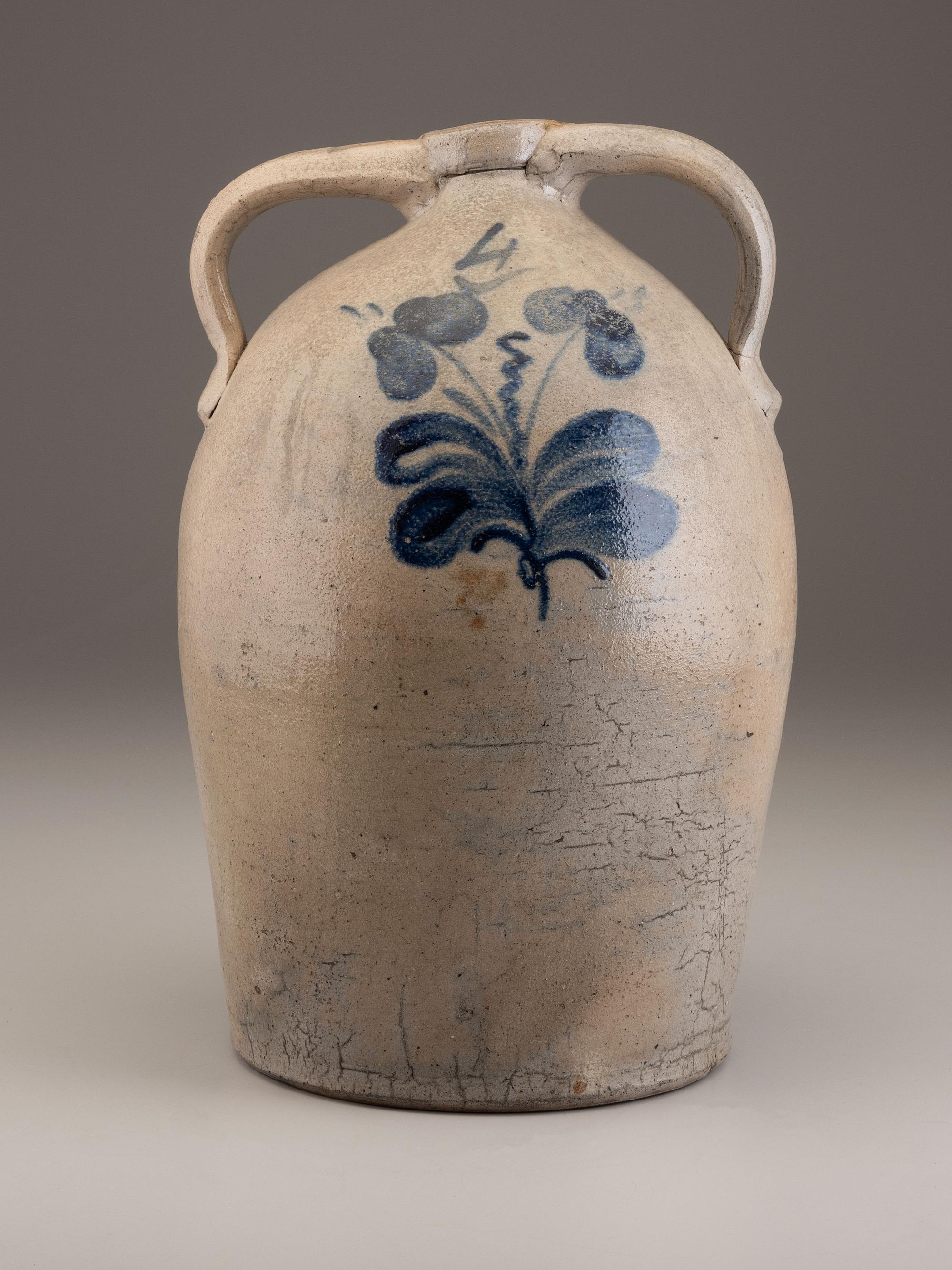 A Cobalt Decorated Stoneware Four-Gallon Twin-Handled Jug