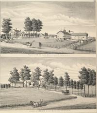 Printed City Views and Farm Scenes of Bloomingdale and Dupage County, Ill. N.p.: N.d. 23 x 21 In. Matted and framed.