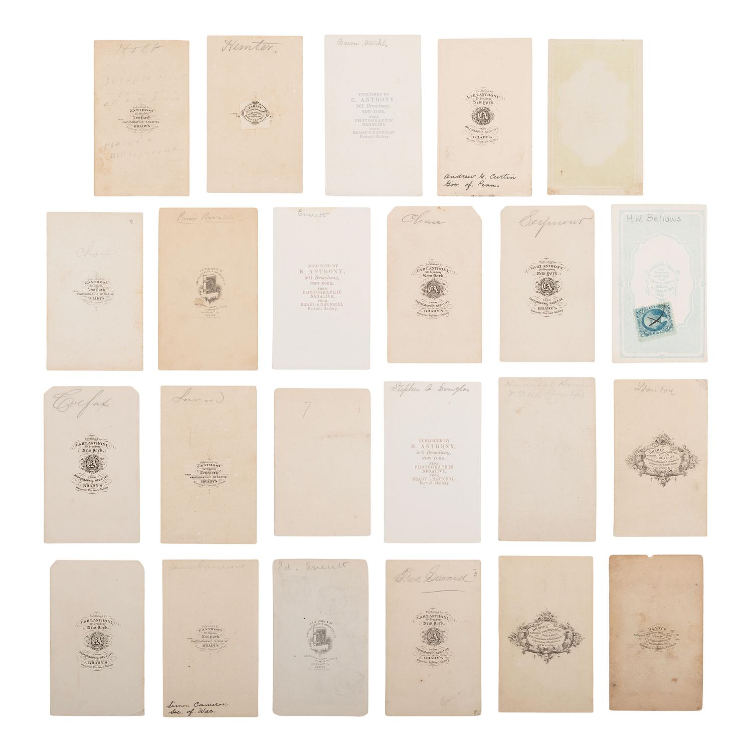 [Lincoln, Abraham] Group of 23 Carte de Visites of Politicians, Members of Cabinet and Military Trial Commission