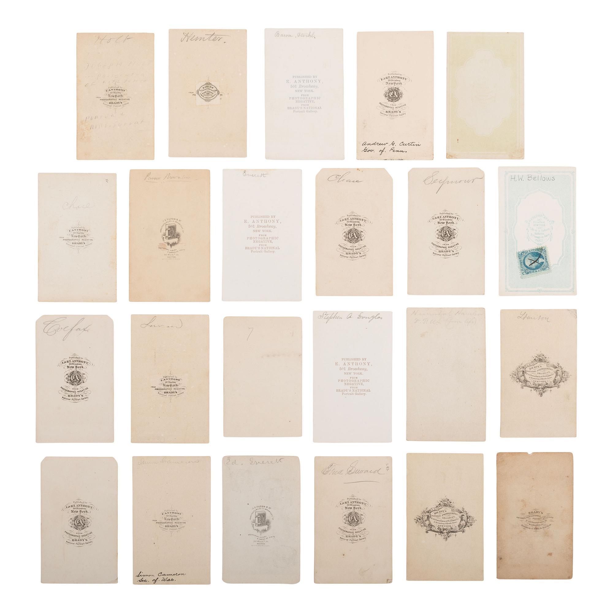 [Lincoln, Abraham] Group of 23 Carte de Visites of Politicians, Members of Cabinet and Military Trial Commission