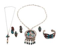 Zuni Silver and Channel Inlaid Jewelry