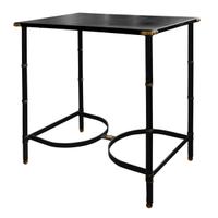A Mid-Century Leather Topped Steel Table 29.5 " W x 19.25" D x 30" H — France, Mid-20th Century