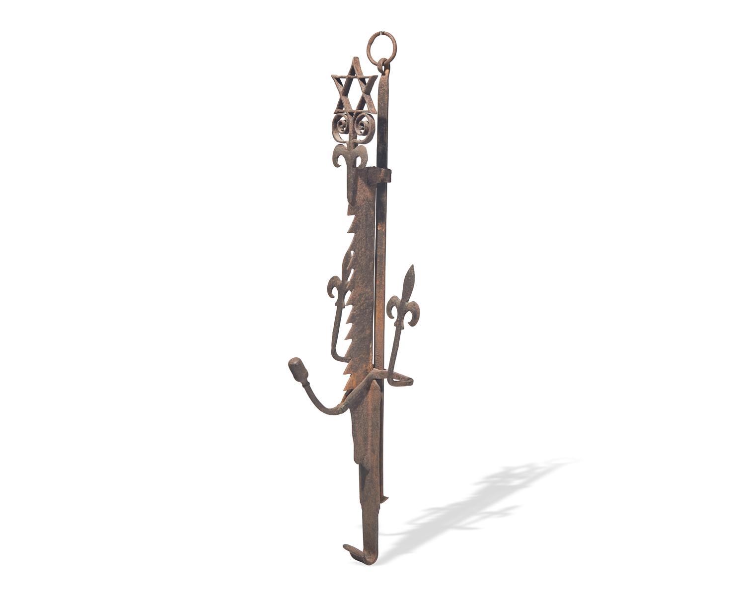 A Wrought Iron Fireplace Trammel, French, 18th Century