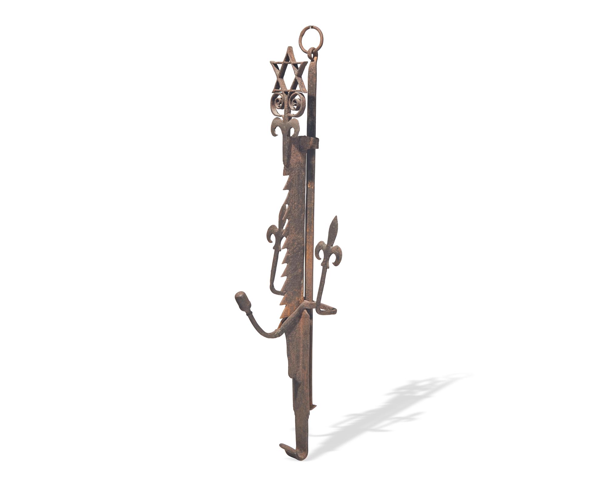A Wrought Iron Fireplace Trammel, French, 18th Century
