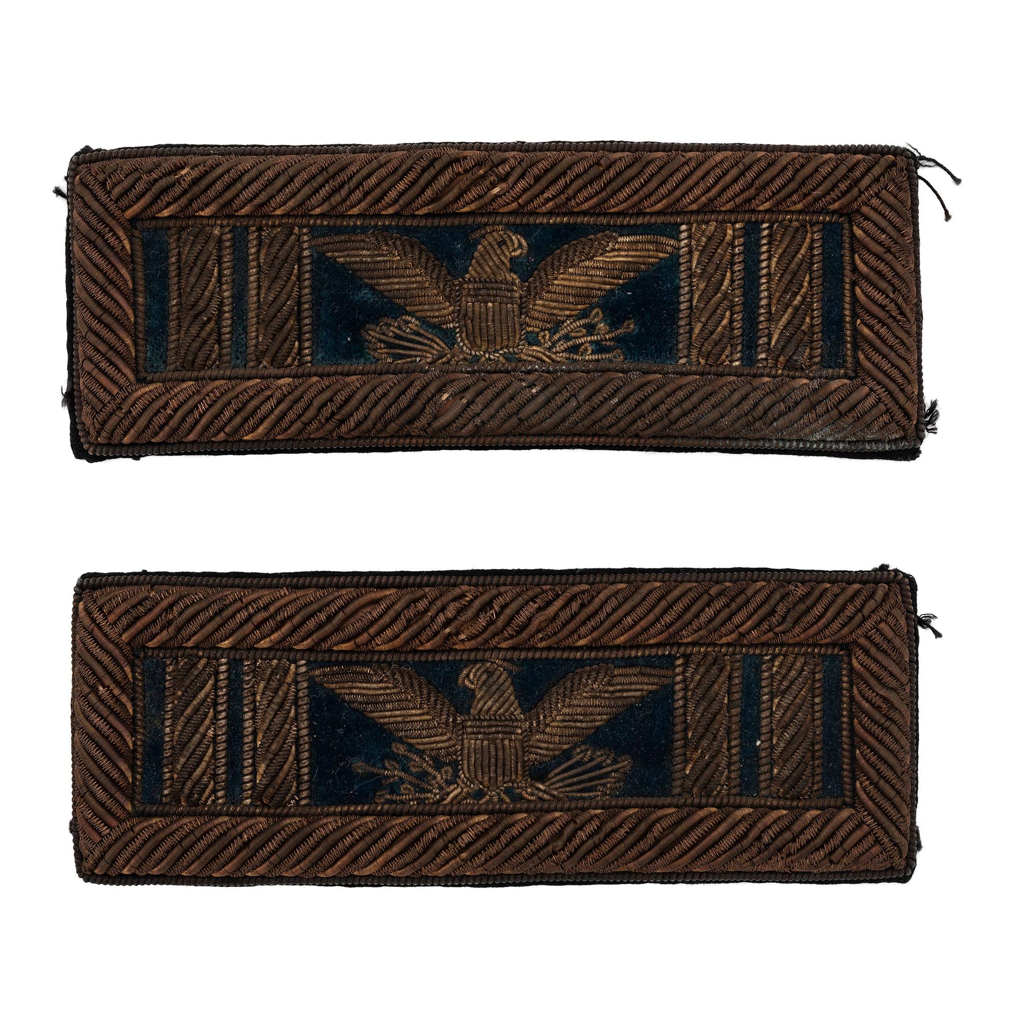 Rare Combination Captain's Bars and Colonel's Eagles Pin Back Shoulder Straps on a Blue Field
