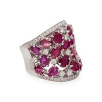 RUBY, DIAMOND, AND WHITE GOLD RING
