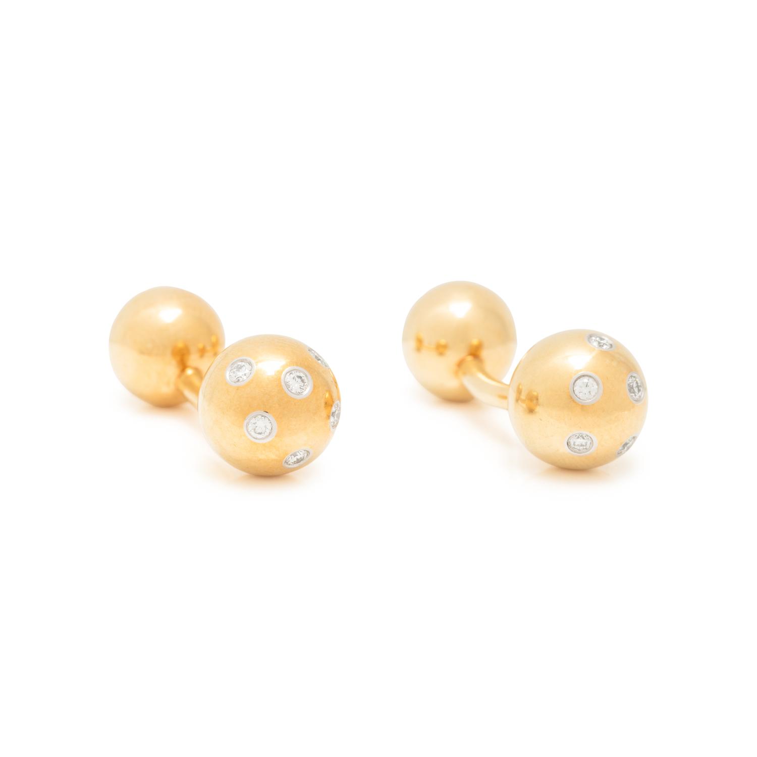 TIFFANY & CO., YELLOW GOLD AND DIAMOND 'ETOILE' CUFFLINKS