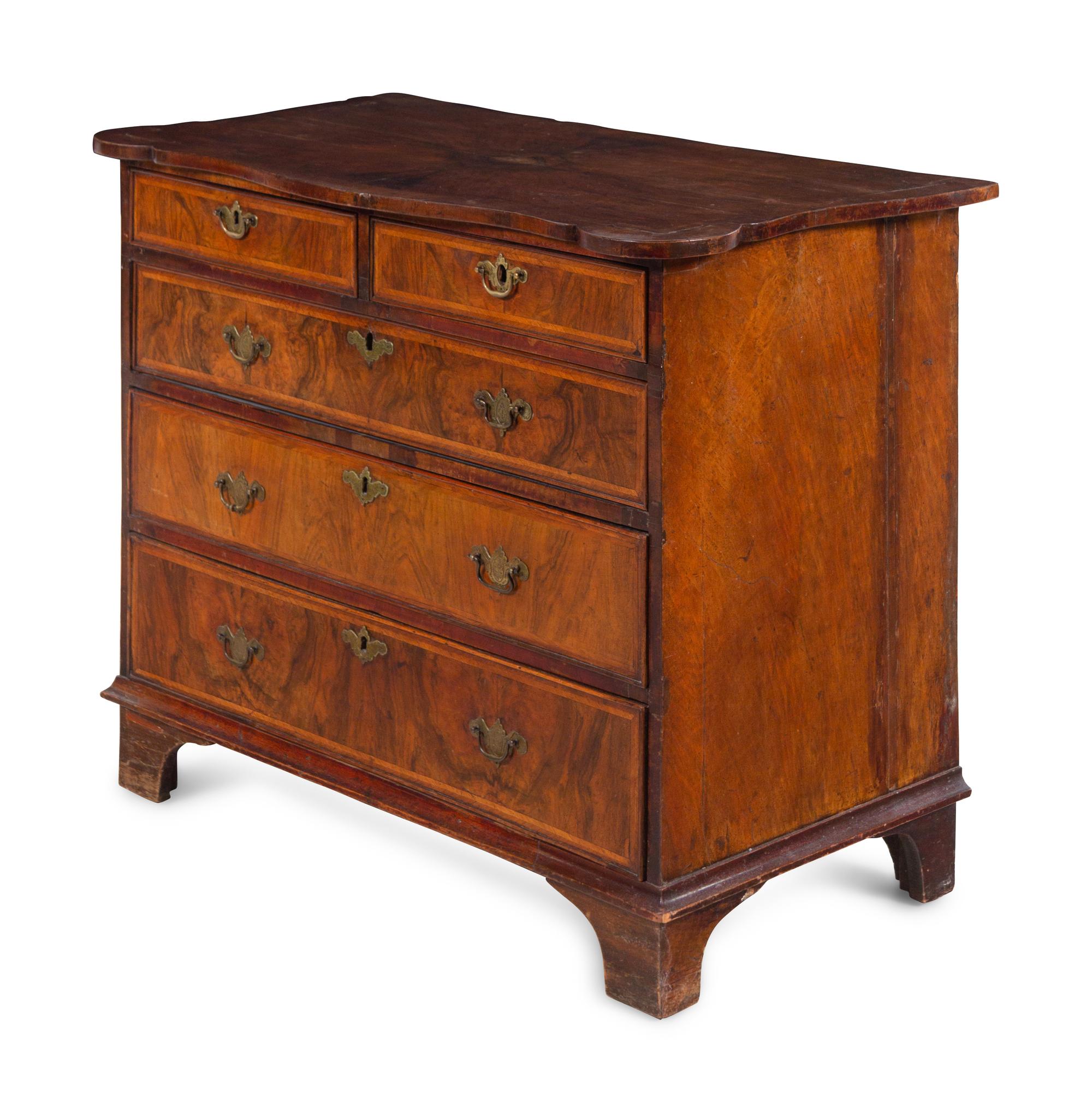 A George III Burl Walnut Chest of Drawers