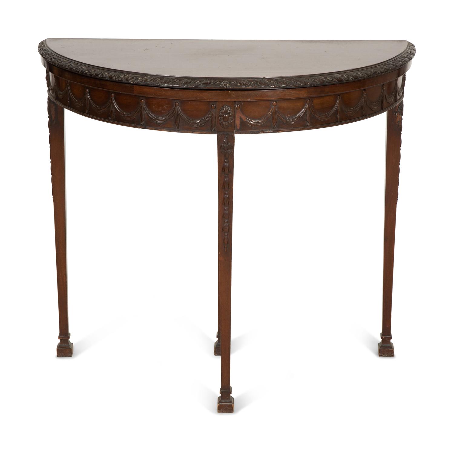 A George III Style Flip-Top Demilune Table