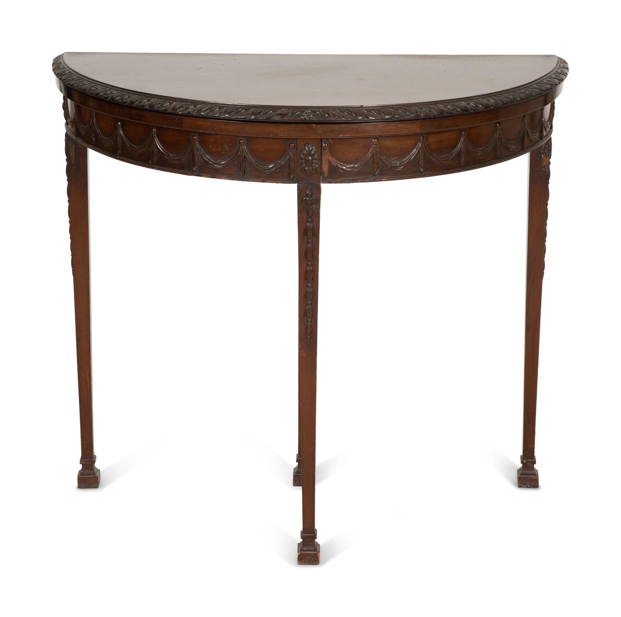 A George III Style Flip-Top Demilune Table