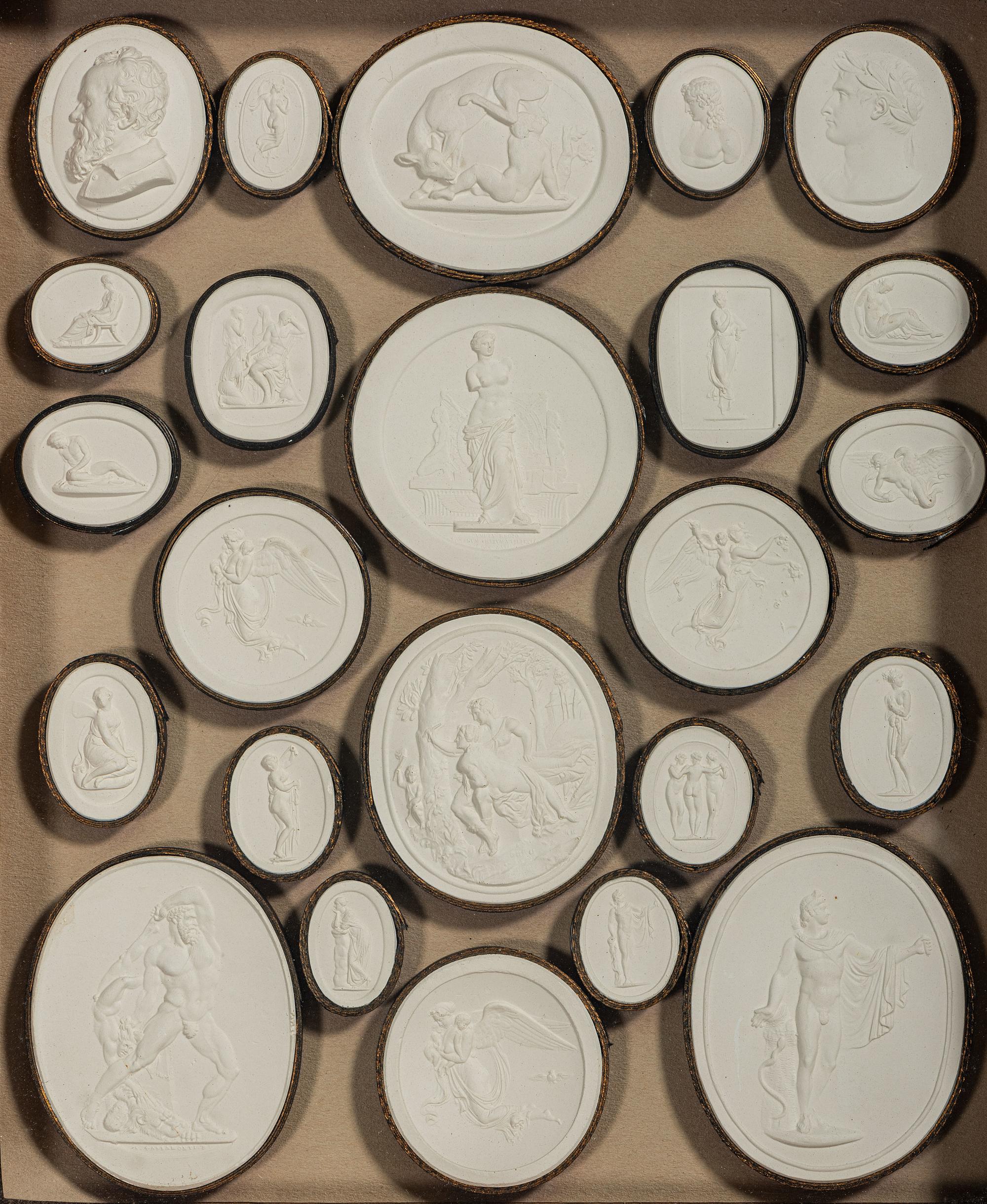 Four Framed Groups of Grand Tour Plaster Intaglios