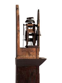 A Federal Carved and Grain Painted Pine Wooden Works Tall Case Clock