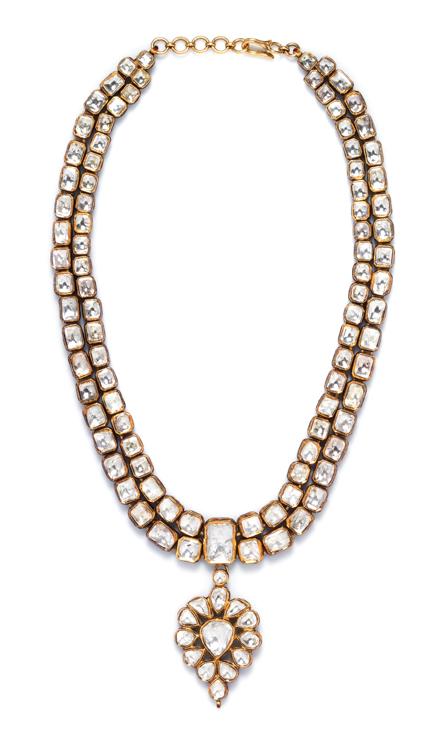 A Yellow Gold, Diamond and Polychrome Enamel Necklace, Rajasthan, Mid 20th Century, 112.40 dwts.