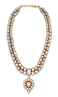 A Yellow Gold, Diamond and Polychrome Enamel Necklace, Rajasthan, Mid 20th Century, 112.40 dwts.